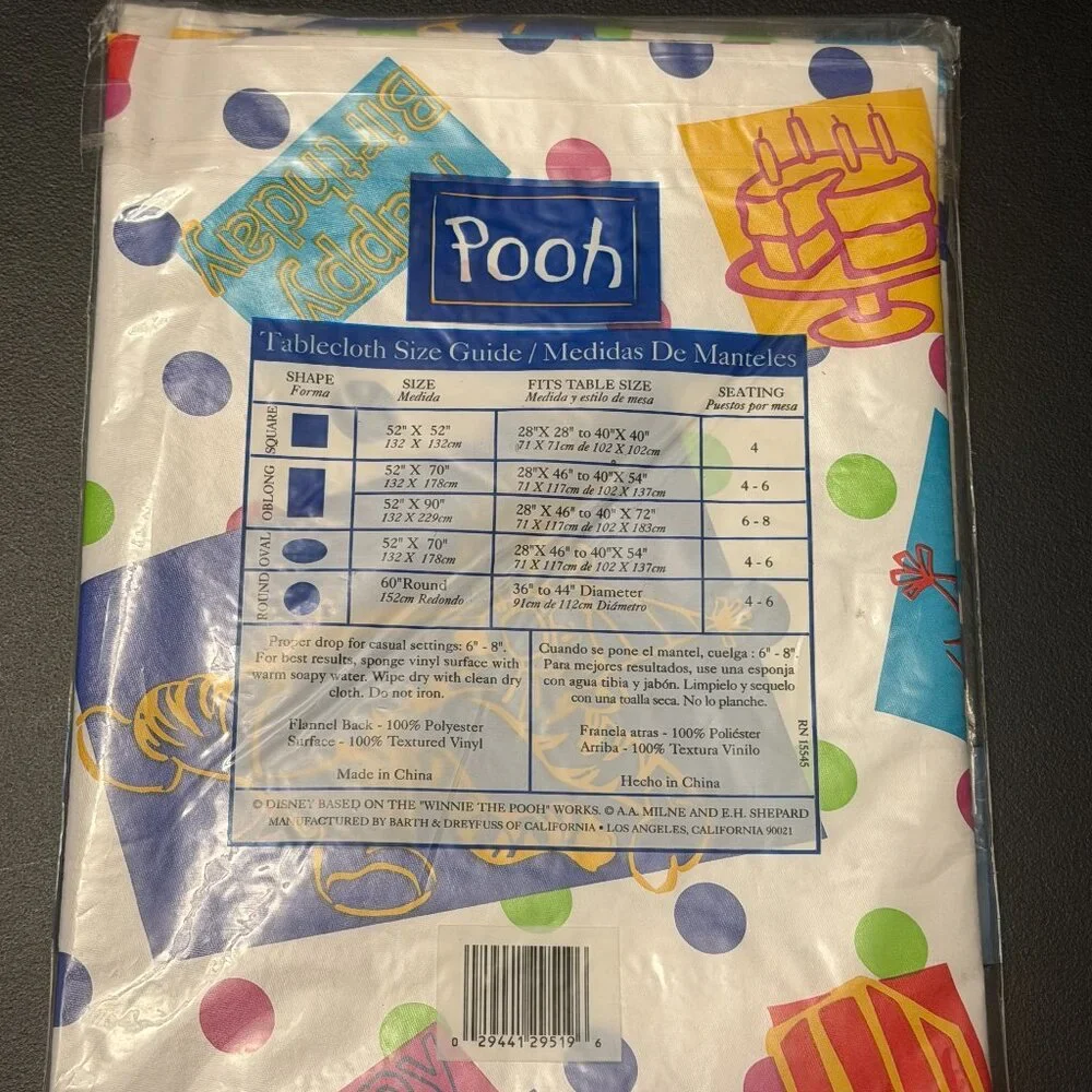 DISNEY - Pooh Flannel Back Vinyl Tablecloth (60